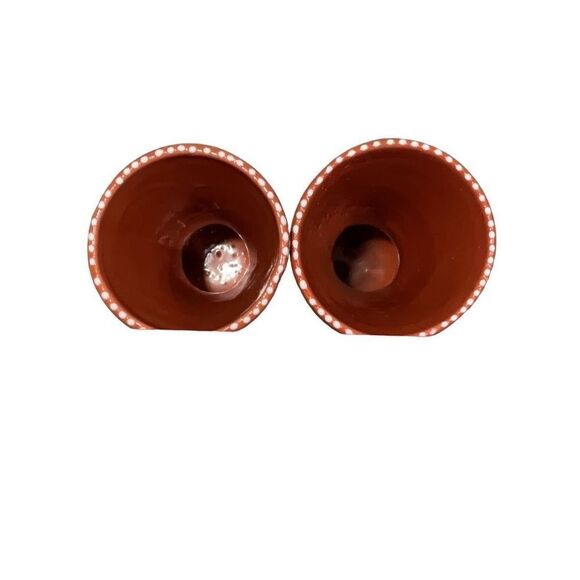 Alcobaca Ceriel Portuguese Pottery Hand Painted Hourglass Tall Cups Set of 2 - Picture 3 of 5